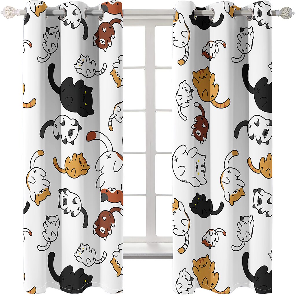 Lovely Cat Printing Hook Curtain