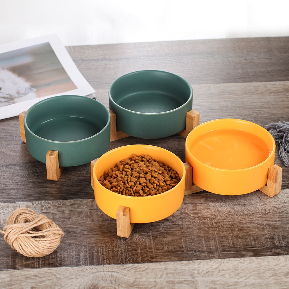 The Matte Midcentury Pet Food Bowl Set with Stand