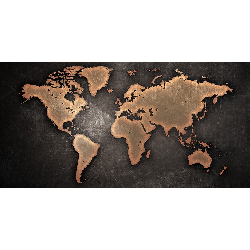 World Map Canvas Dark Academia
