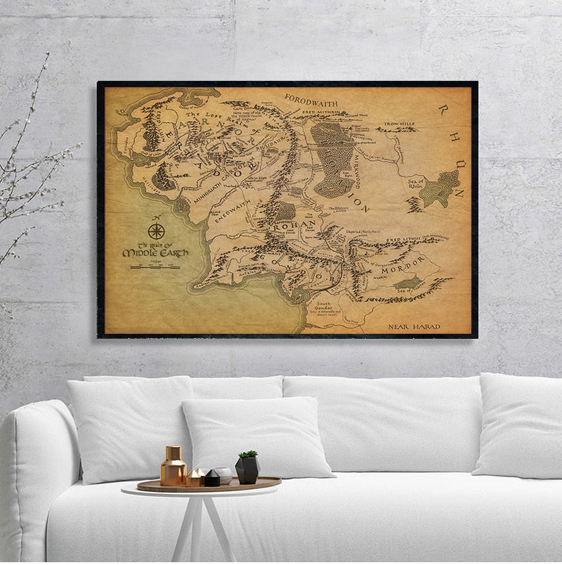 Sepia Middle Earth Canvas Poster Dark Academia