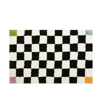 Checkered Fluffy Grids Rug