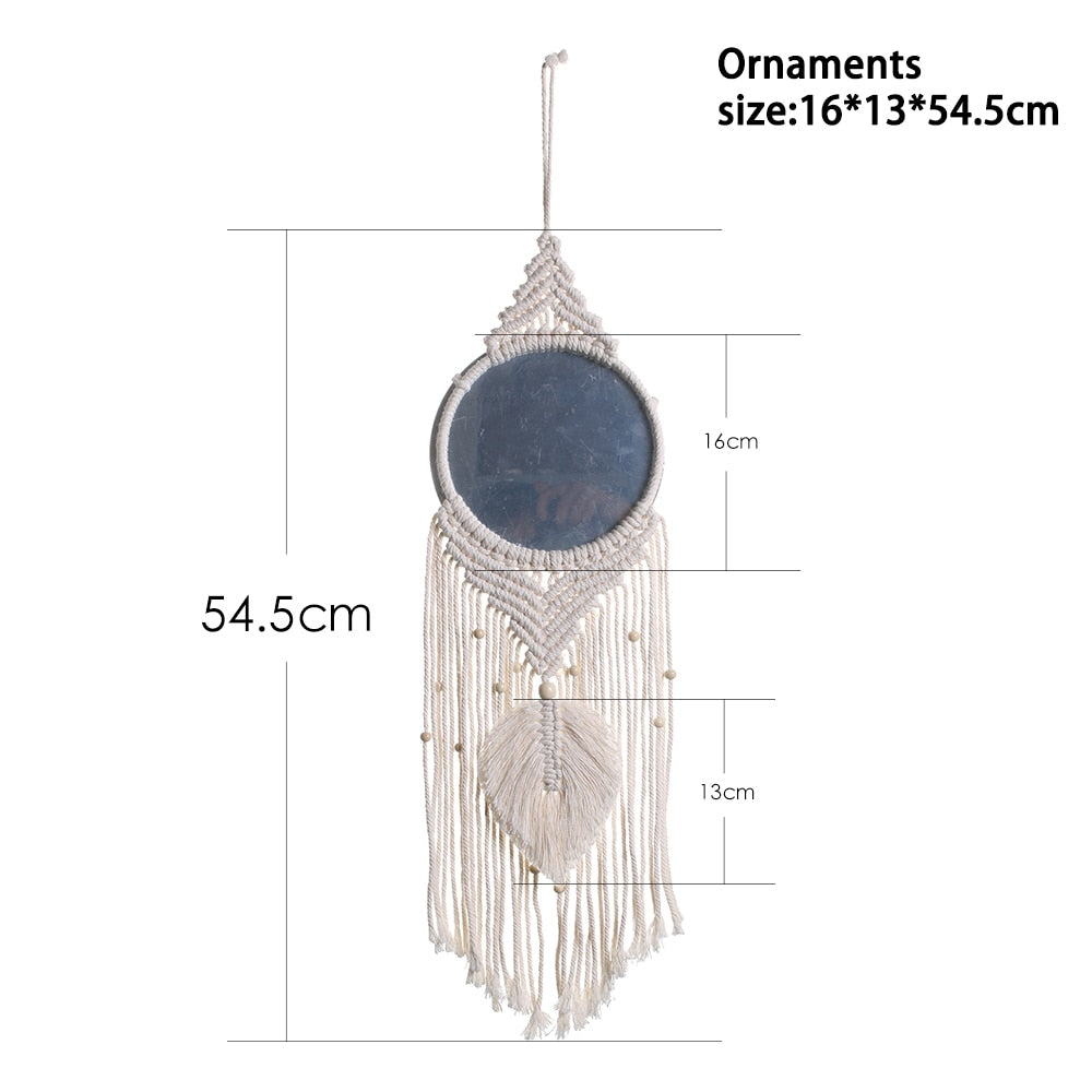 Mirror Wall Hanging Boho Fringe