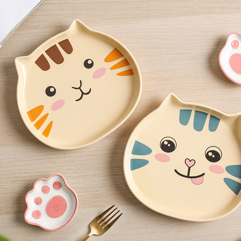 Cartoon Cat Ceramic Plate Set