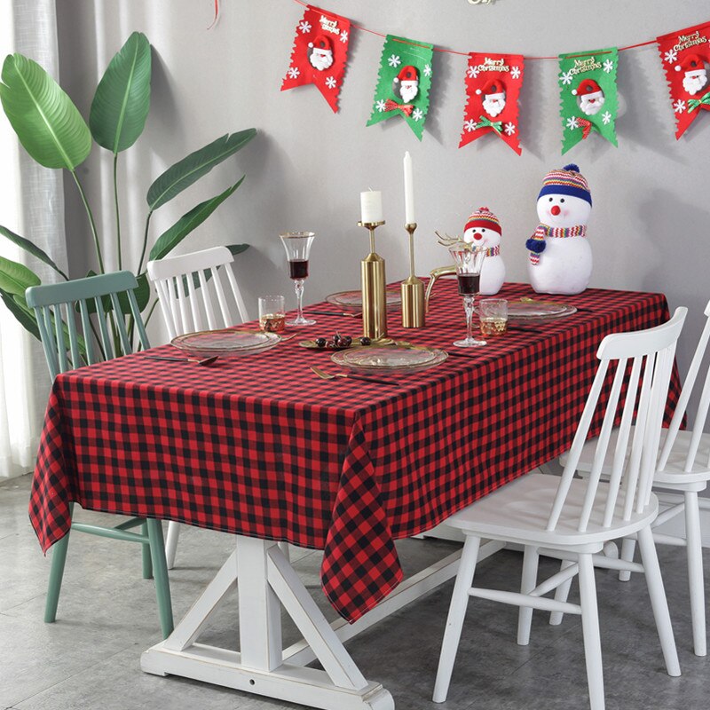 Rose Red Black Plaid Tablecloth