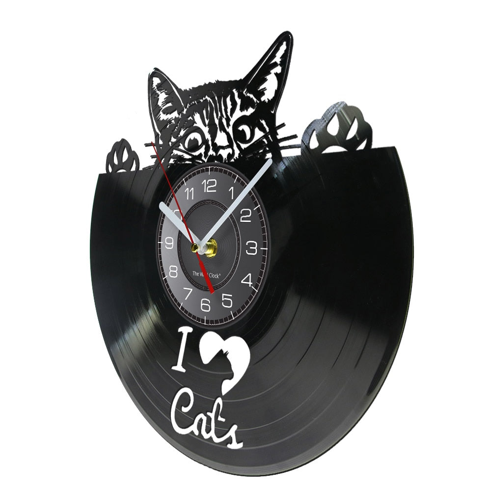 I Love Cats Wall Clock Decor