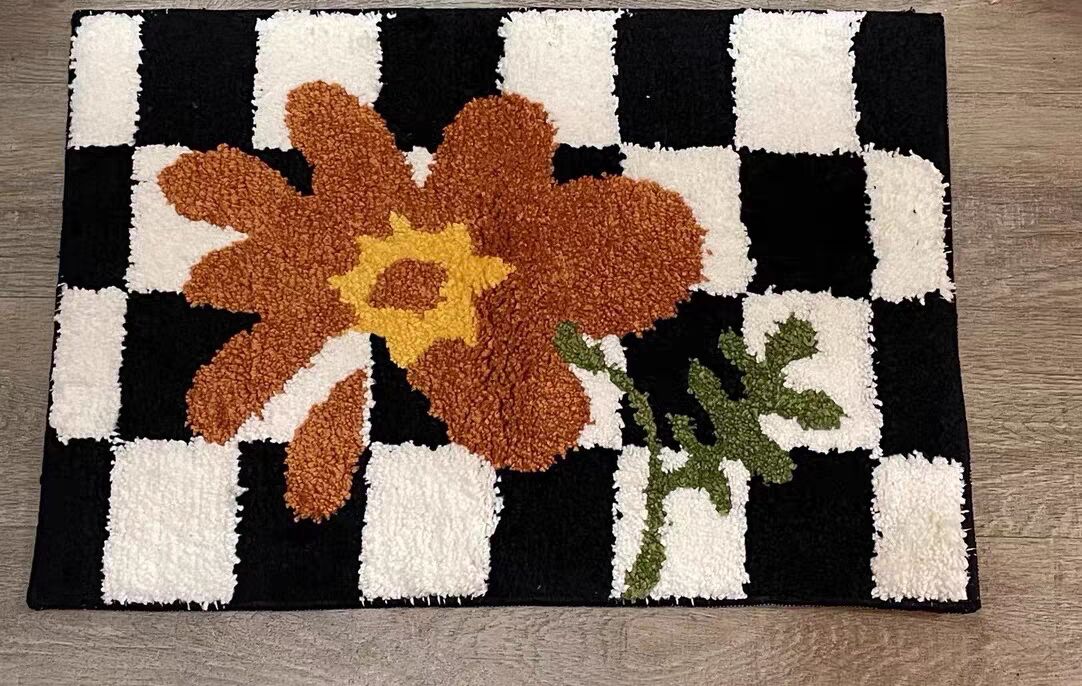 Checkered Fluffy Grids Rug