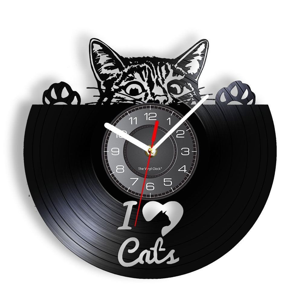 I Love Cats Wall Clock Decor