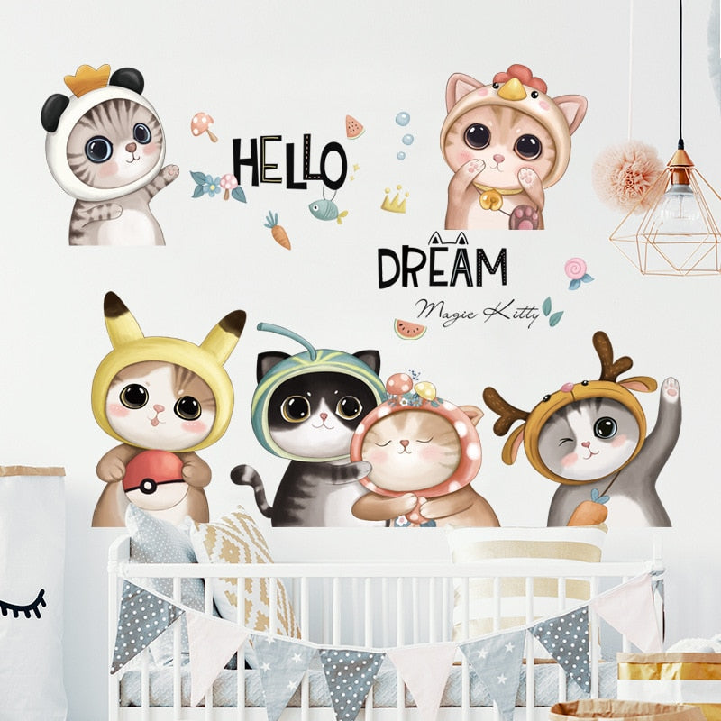 Cute Cats Wall Stickers Decor