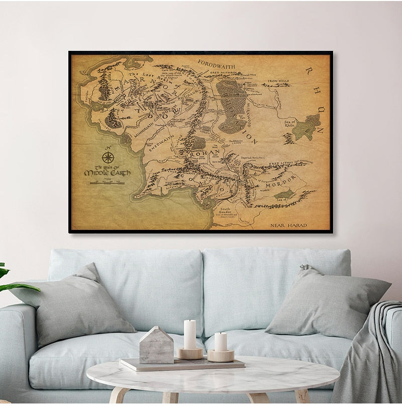 Sepia Middle Earth Canvas Poster Dark Academia