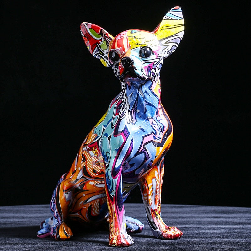 Indie Colorful Chihuahua Dog Statue