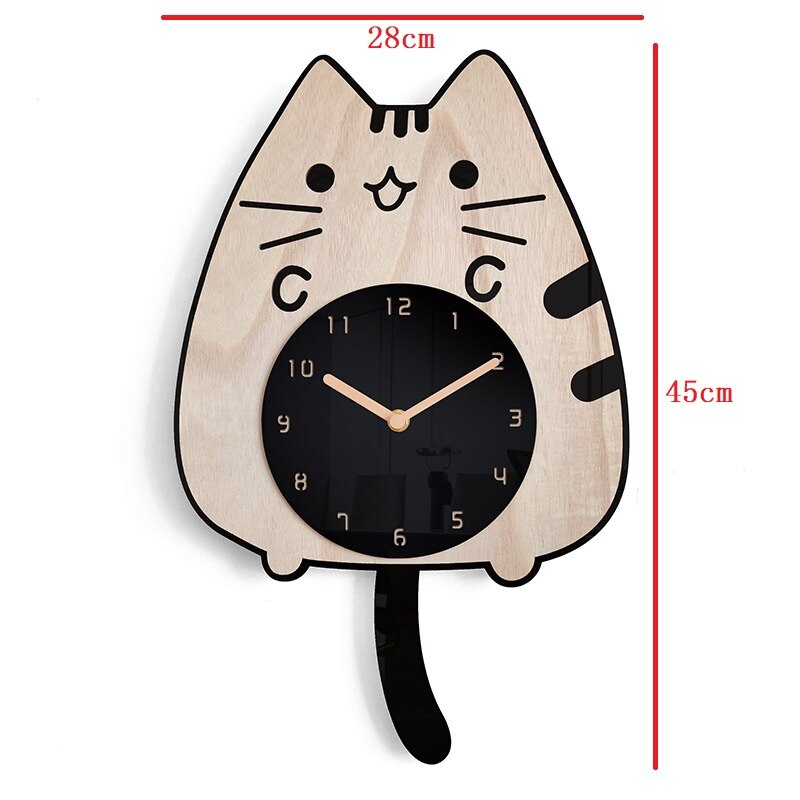 Cartoon Cat Wooden Wall Clock