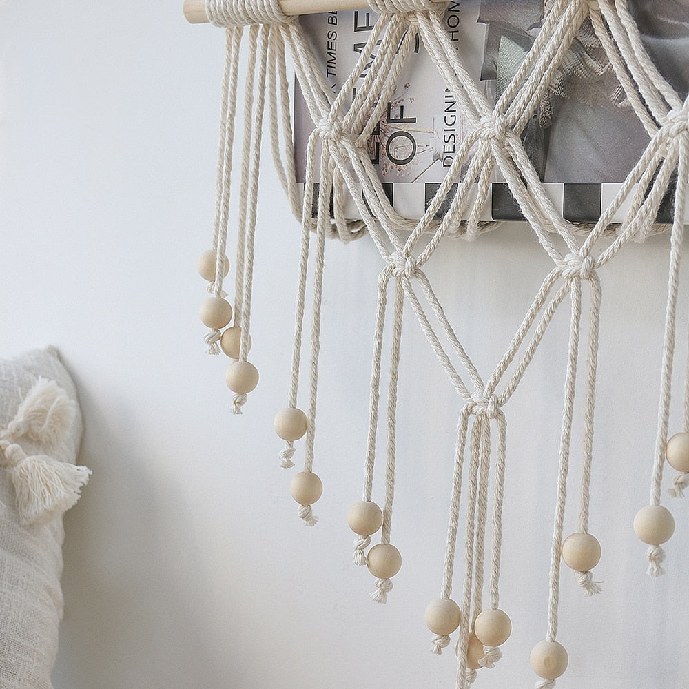 Boho Macrame Wall Hanging Shelves