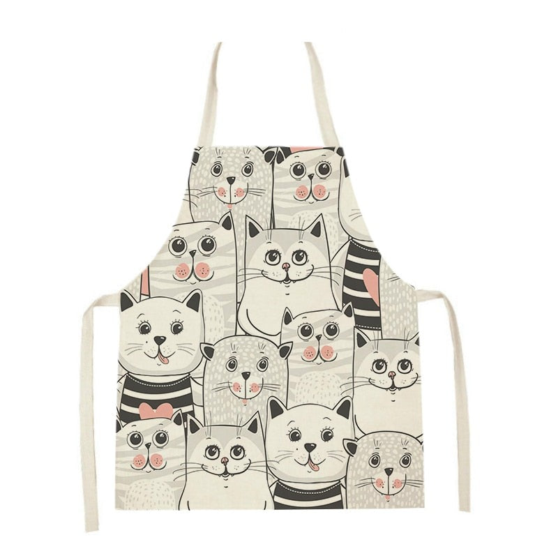 Cute Cat Print Kitchen Apron