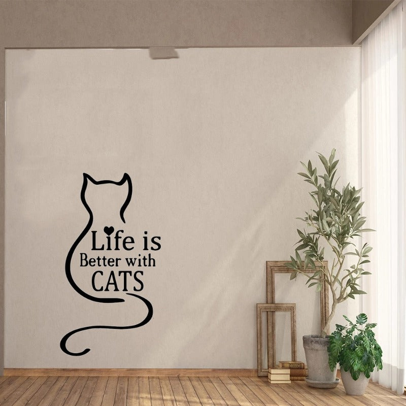 Life Is Better Cat Wall Sticker