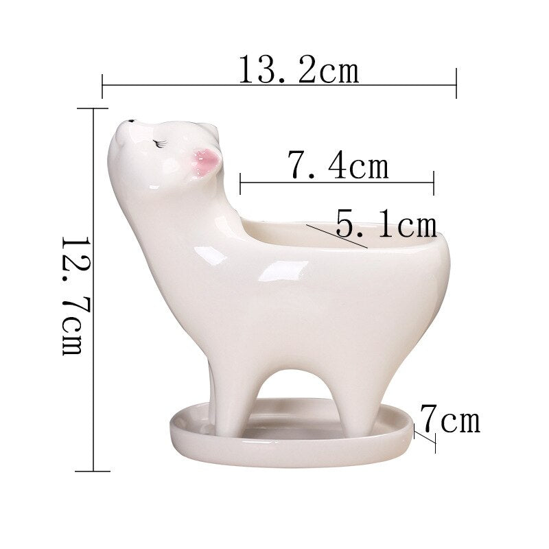 Ceramic Cat Flowerpot Garden Decor