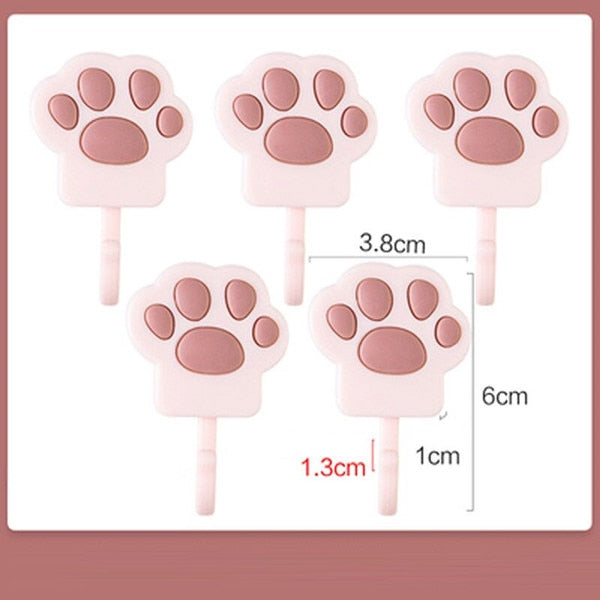 Cartoon Cat Paw Wall Hook Set