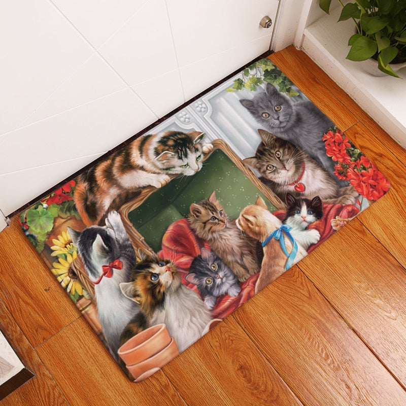 Cartoon Cat Print Rug