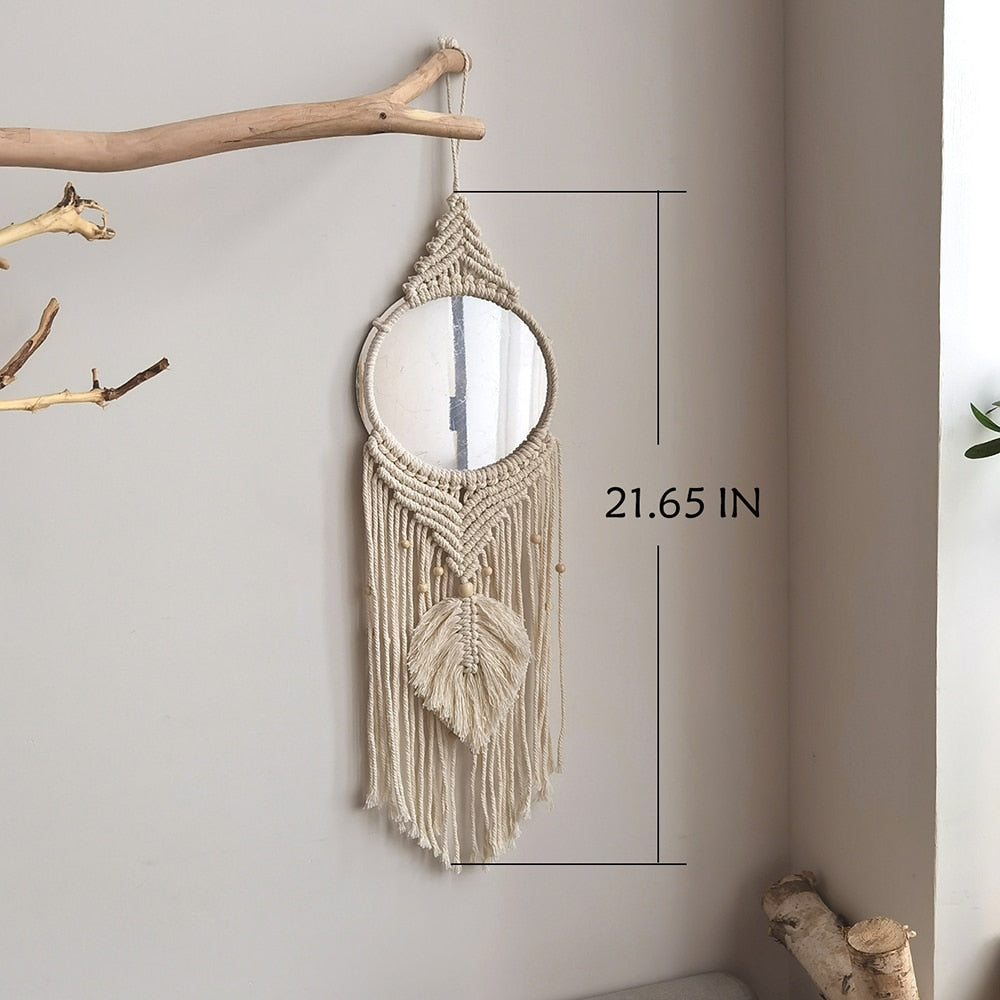 Mirror Wall Hanging Boho Fringe