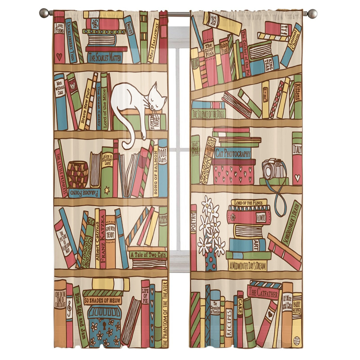 Cartoon Cat Sheer Curtain