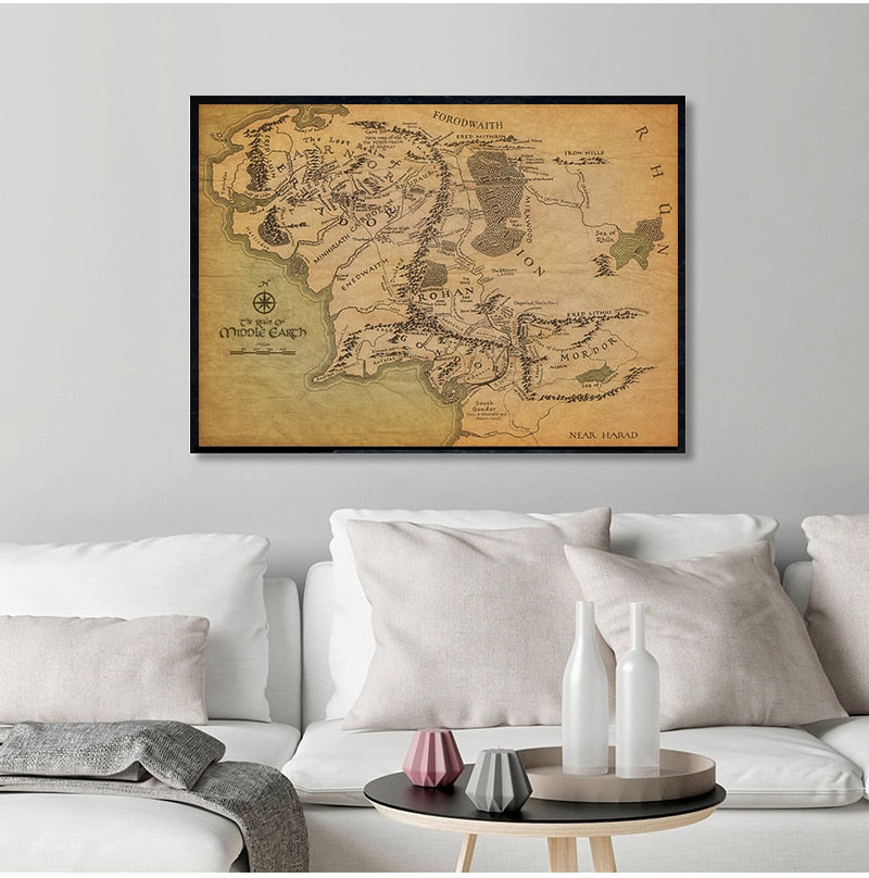 Sepia Middle Earth Canvas Poster Dark Academia