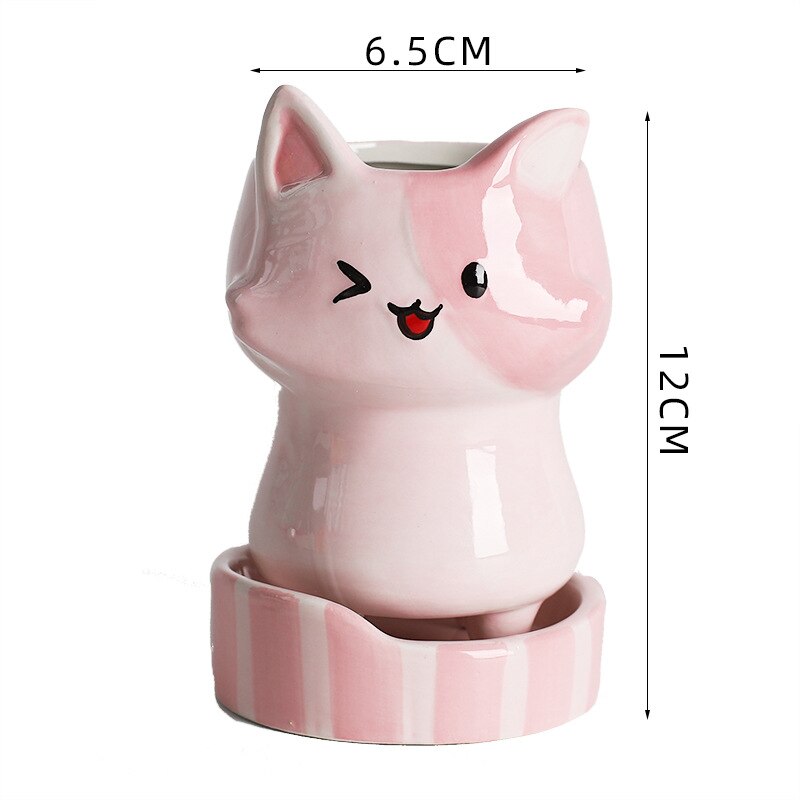 Cartoon Cat Ceramics Mini Flower Vase