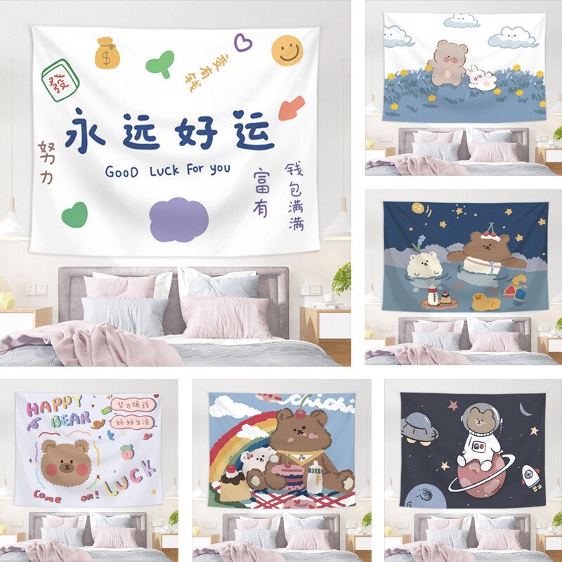 Cute Kawaii Bear Tapestry