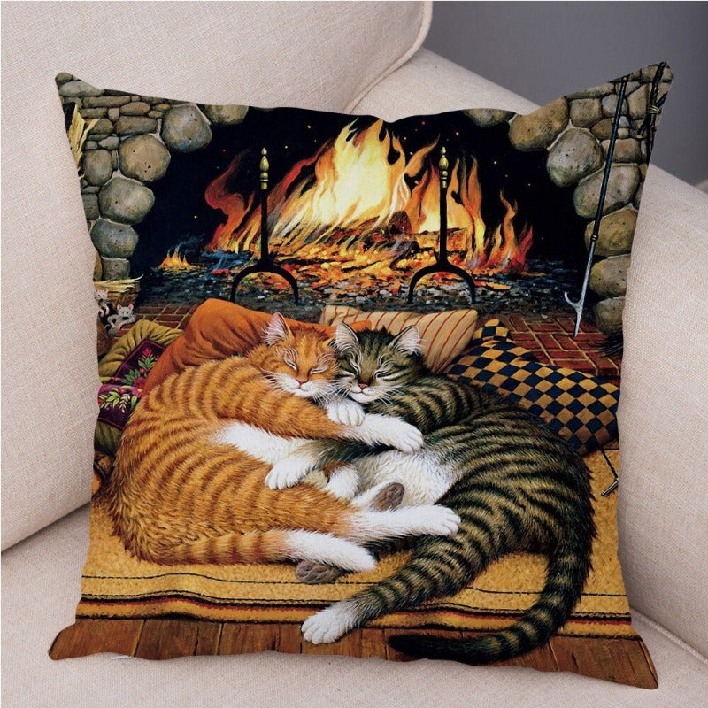 Cartoon Cat Plush Pillow Cover