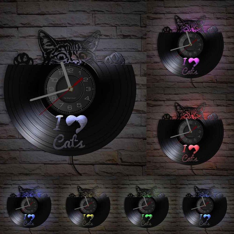 I Love Cats Wall Clock Decor