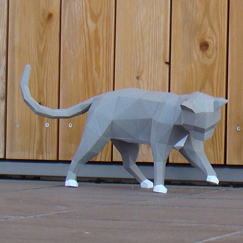 Walking Cat Statue Decor