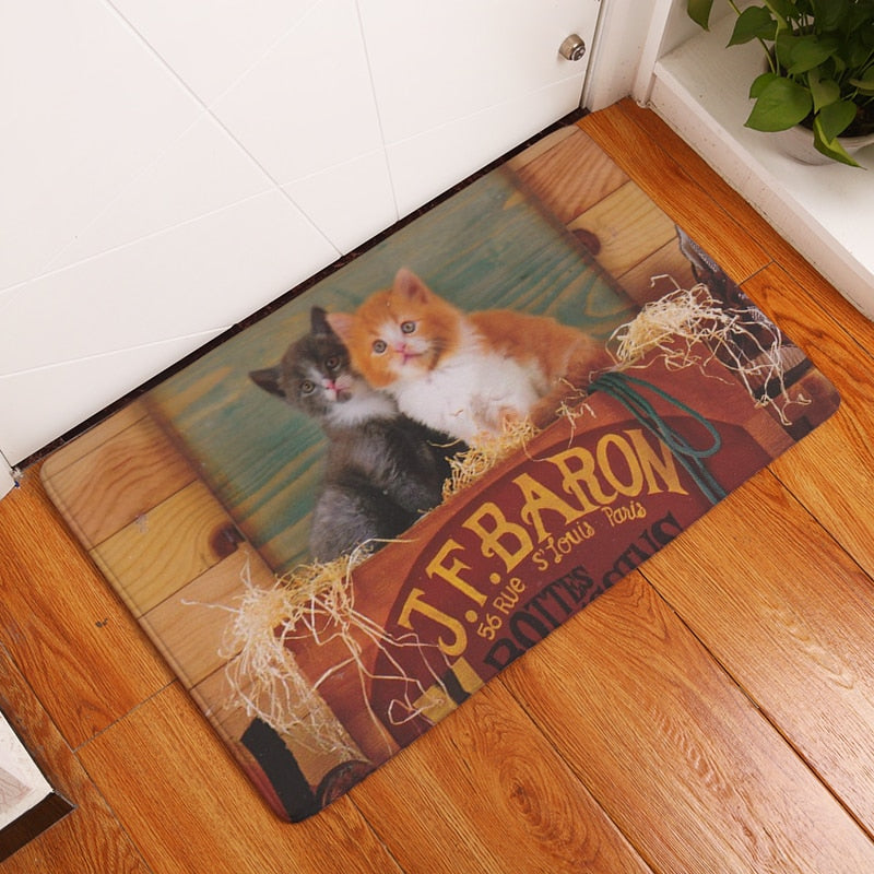 Cartoon Cat Print Rug