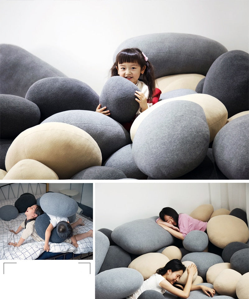 Realistic Stone Plush Pillow Cobblestone Soft Lazy Sofa Multifunctional Stone Cushion Creative Gift Props 6pc Set