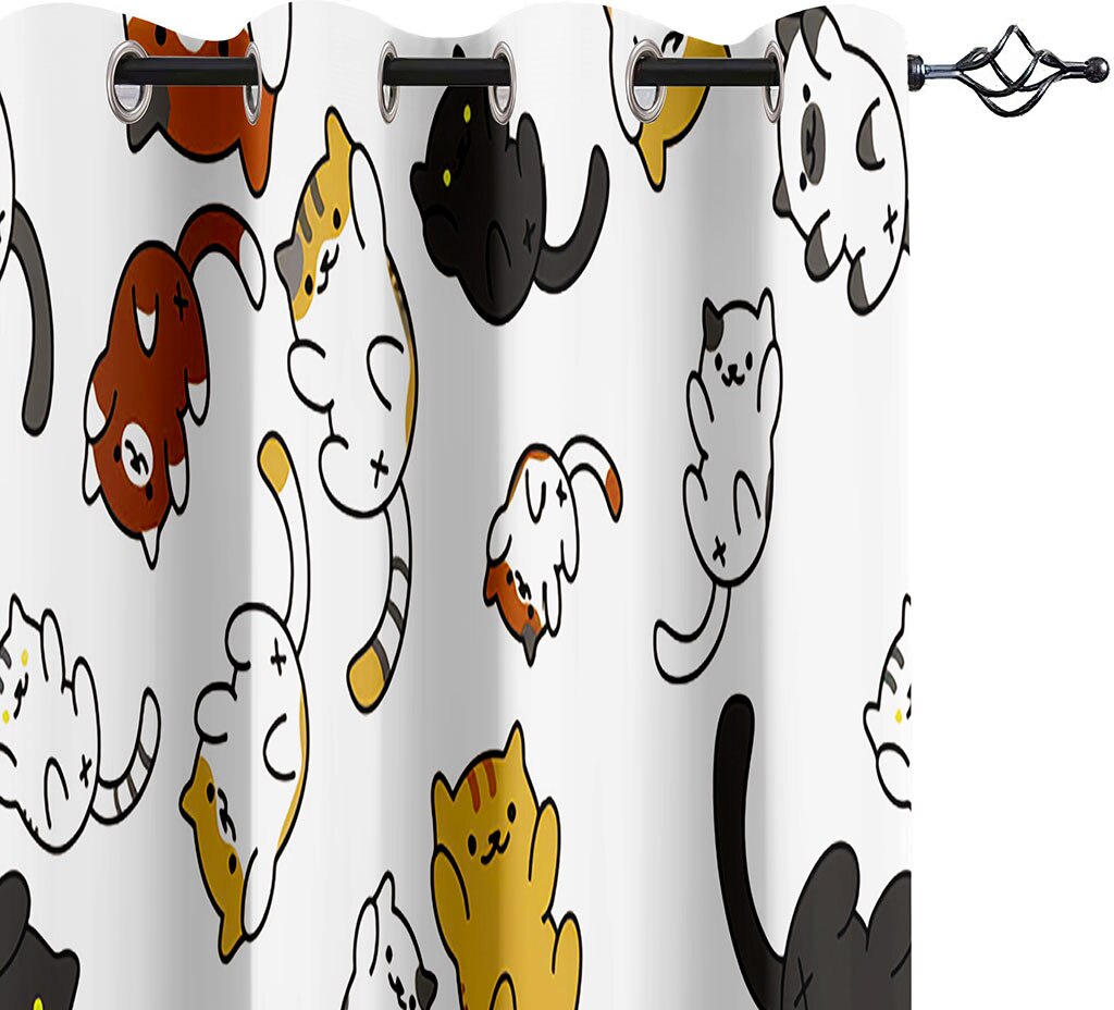 Lovely Cat Printing Hook Curtain