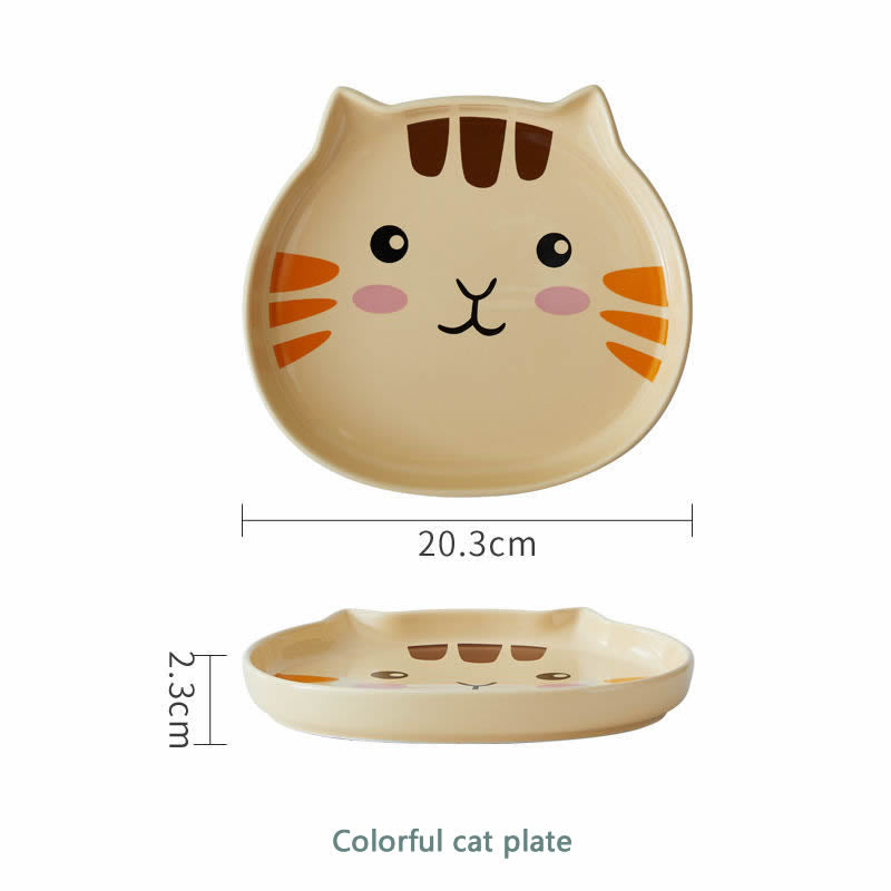 Cartoon Cat Ceramic Plate Set