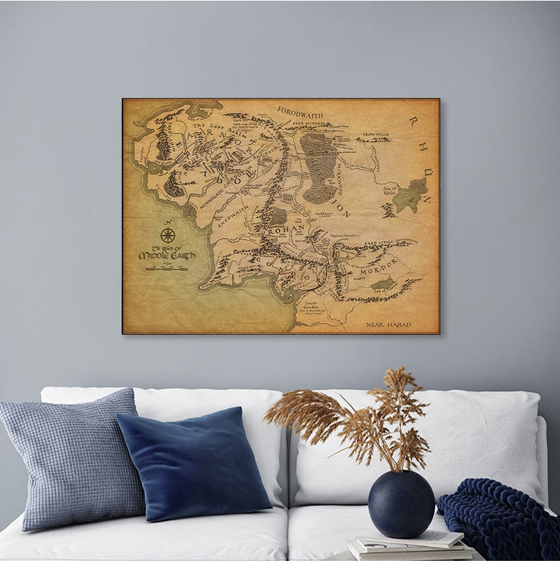Sepia Middle Earth Canvas Poster Dark Academia