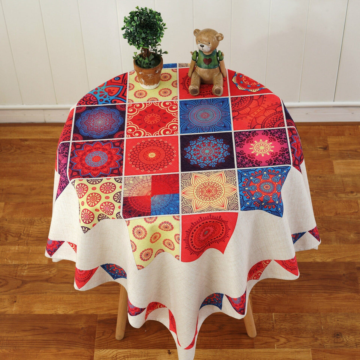 Fractal Proud Rose Linen Tablecloth