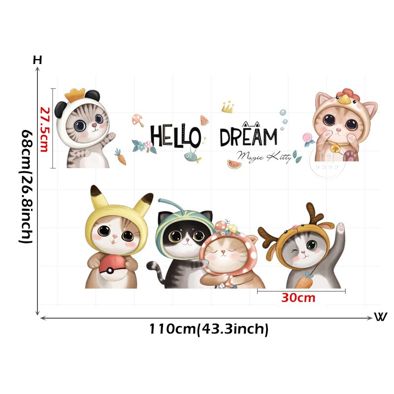 Cute Cats Wall Stickers Decor