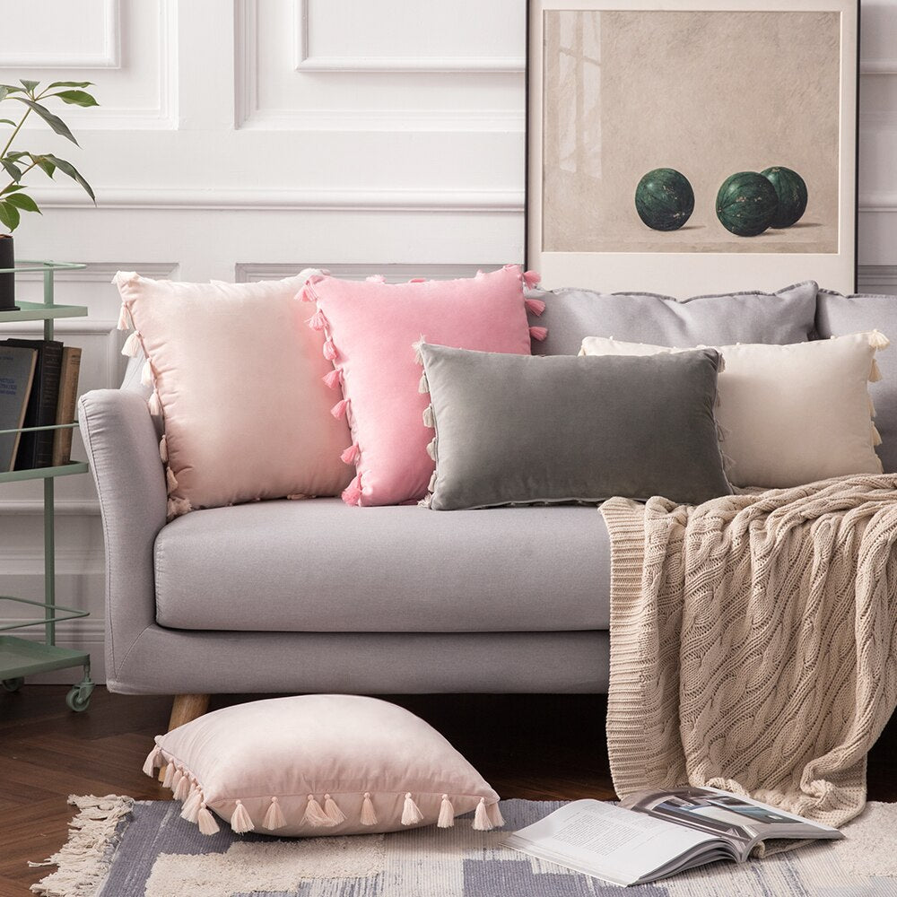 The Boho Velvet Tassel Pillow Cover Collection