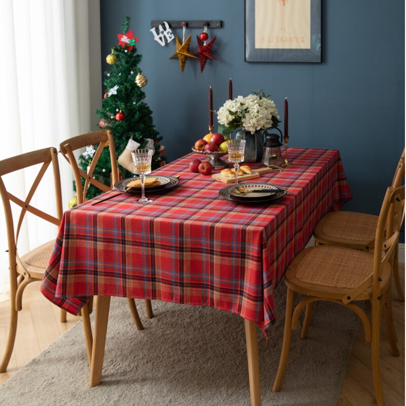 Rose Red Black Plaid Tablecloth