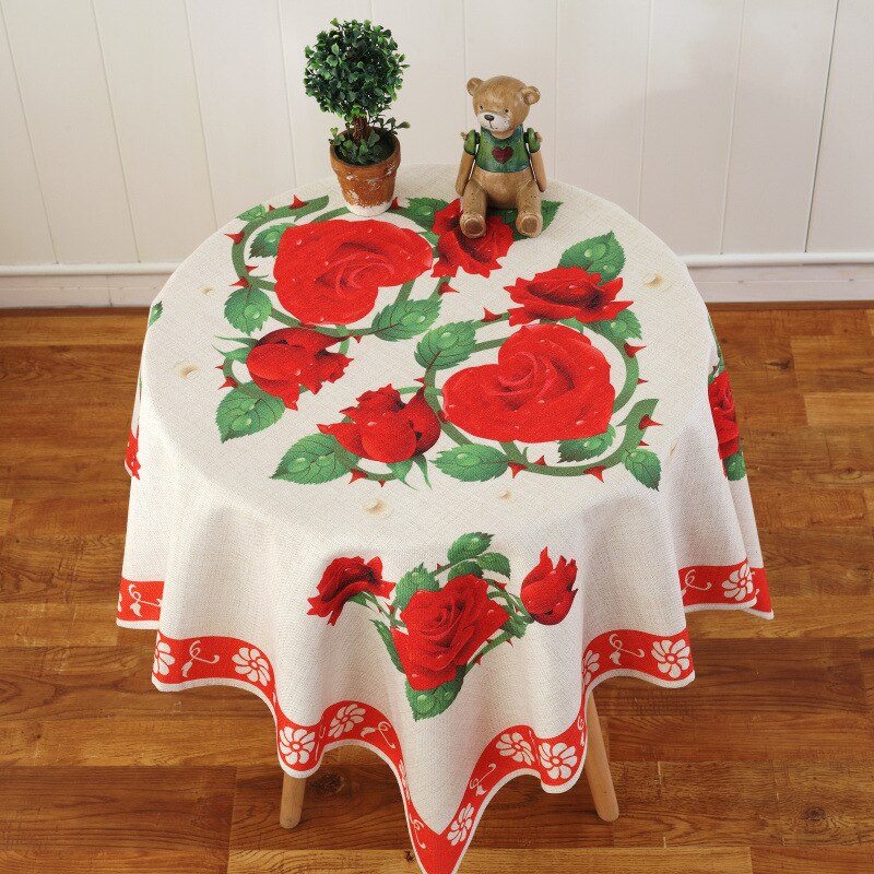 Fractal Proud Rose Linen Tablecloth