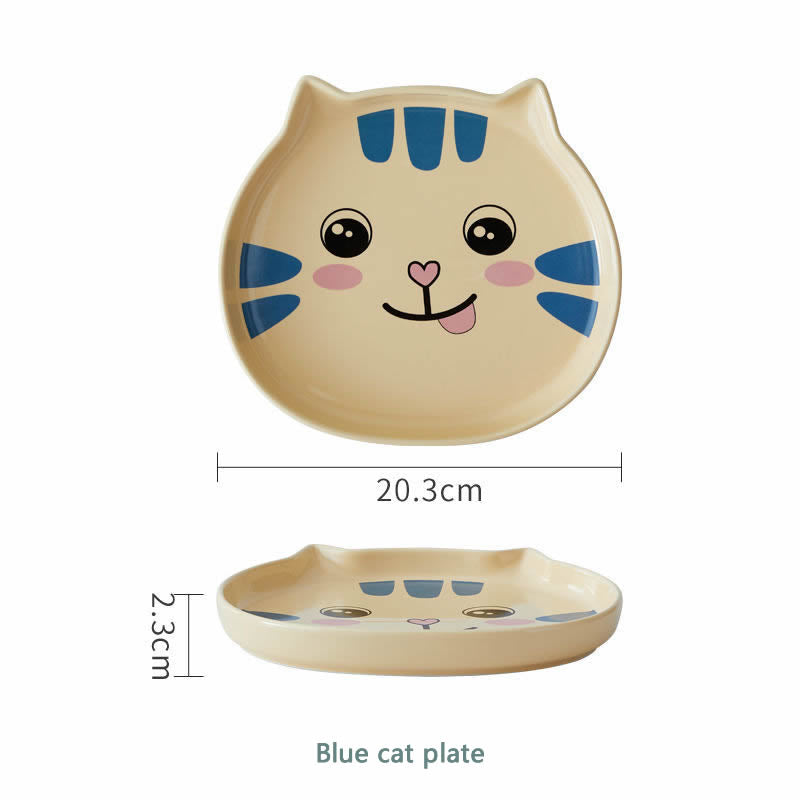 Cartoon Cat Ceramic Plate Set