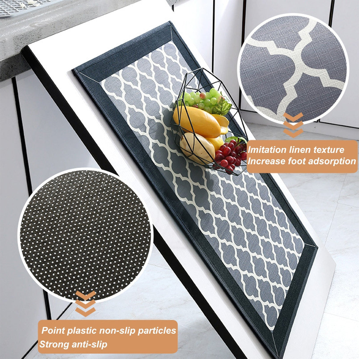 Linen Stripes Kitchen Rugs Set