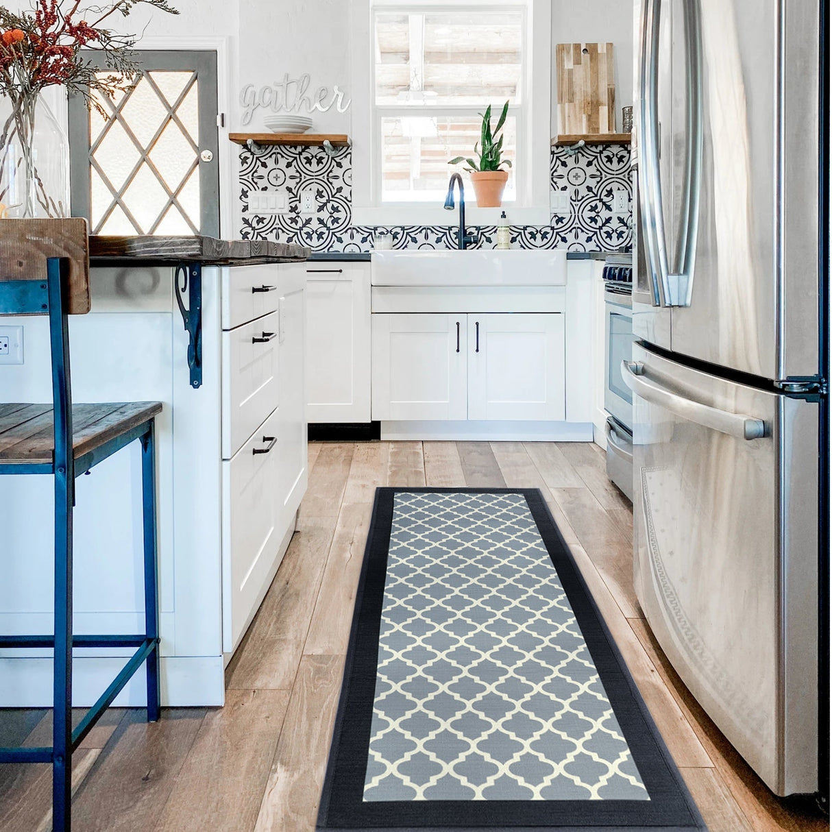 Linen Stripes Kitchen Rugs Set