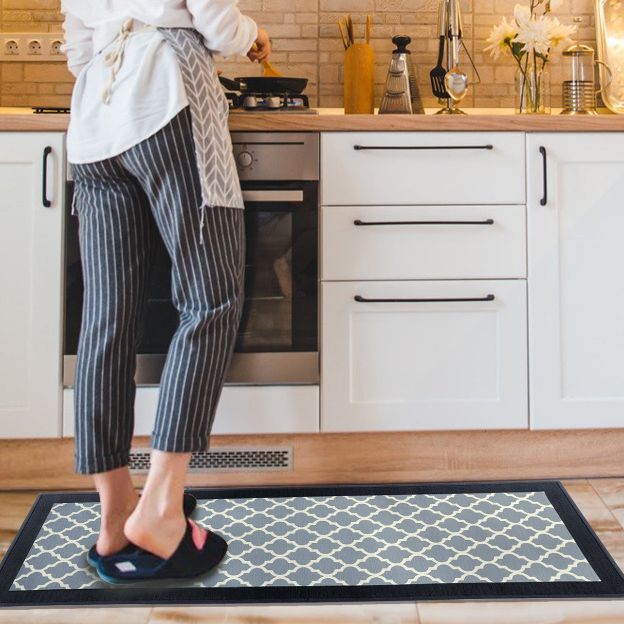 Linen Stripes Kitchen Rugs Set