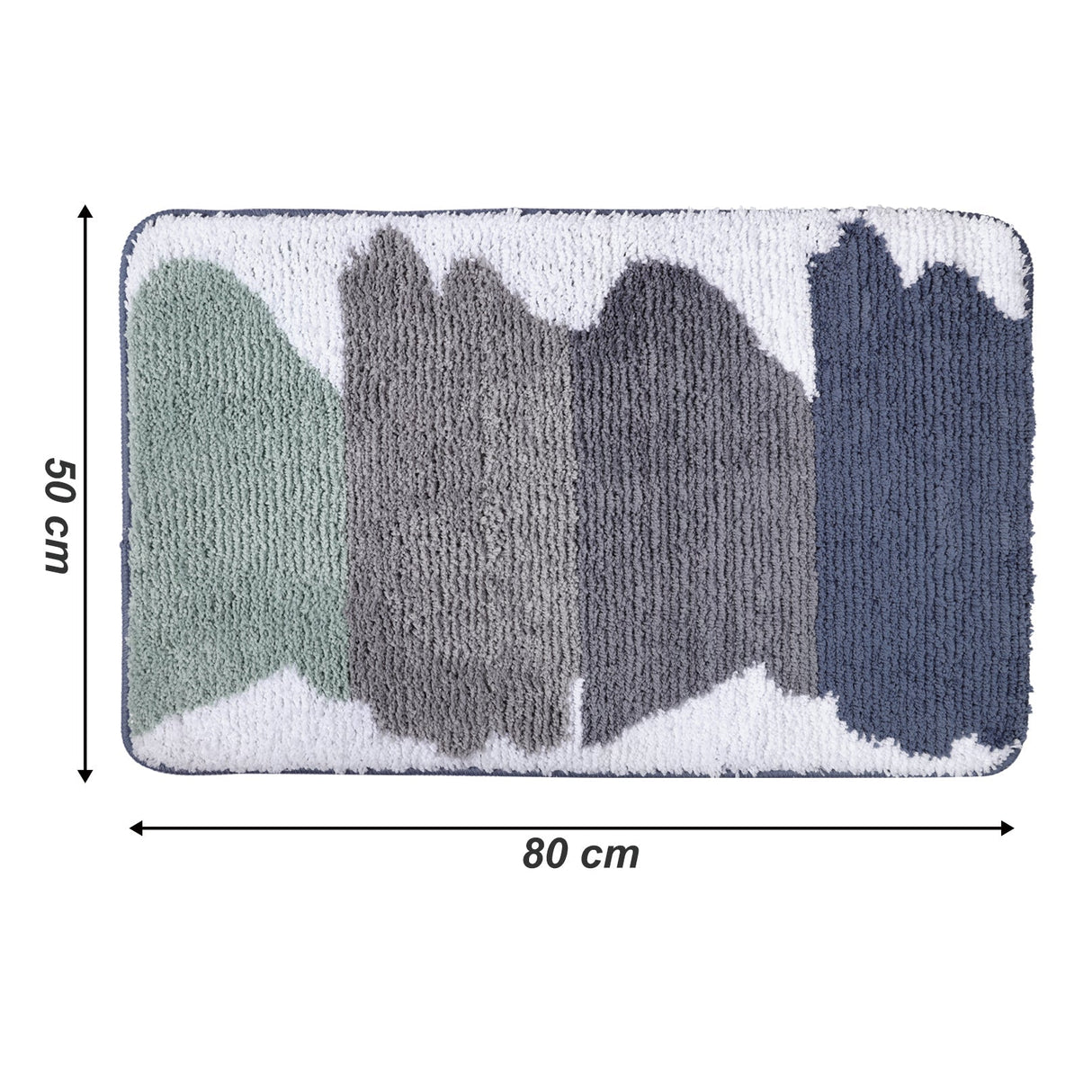 Green and Grey Striped Bathroom Rug
