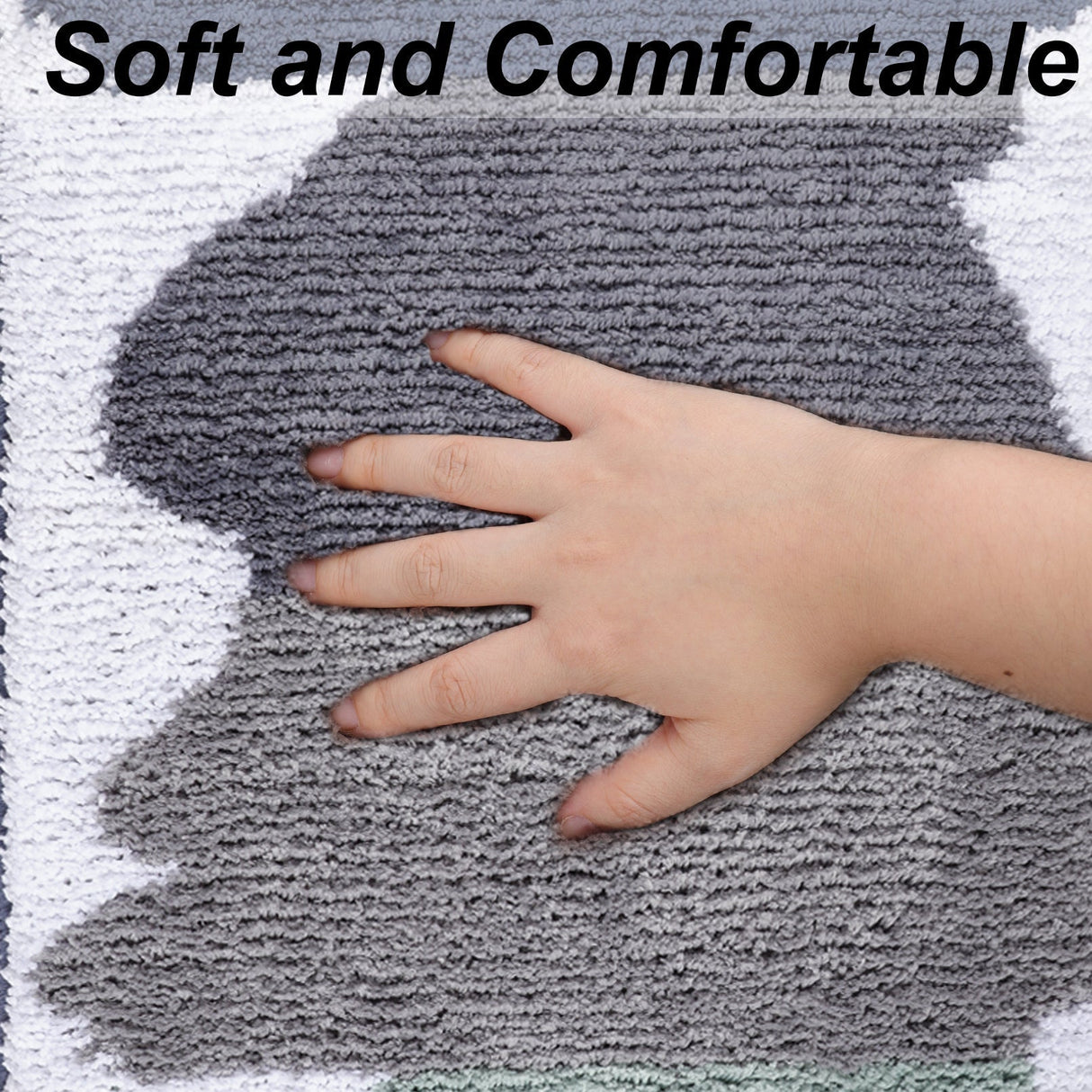 Green and Grey Striped Bathroom Rug