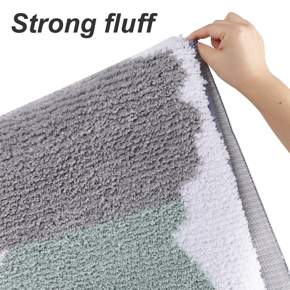 Green and Grey Striped Bathroom Rug
