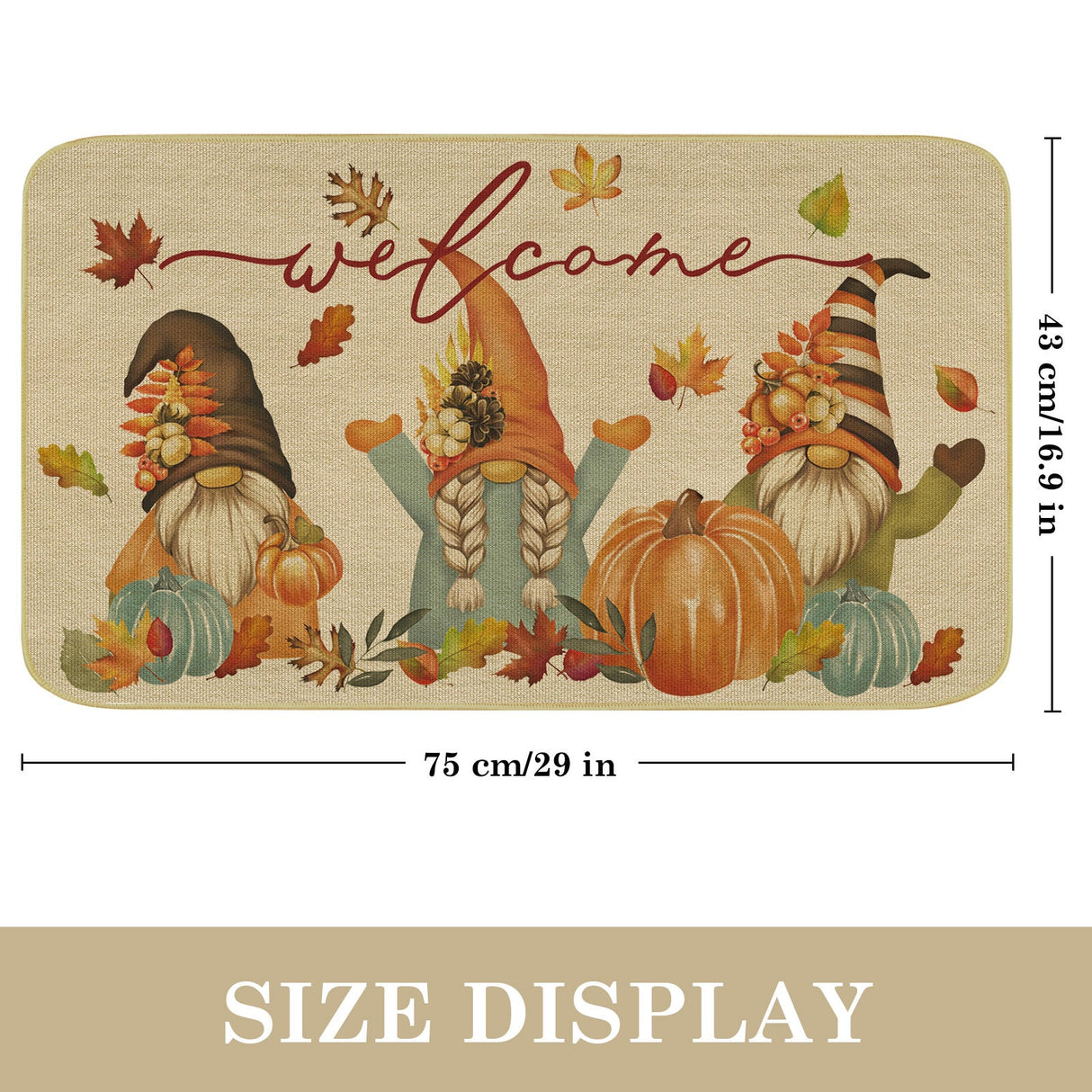 Gnome Pumpkin Welcome Mat