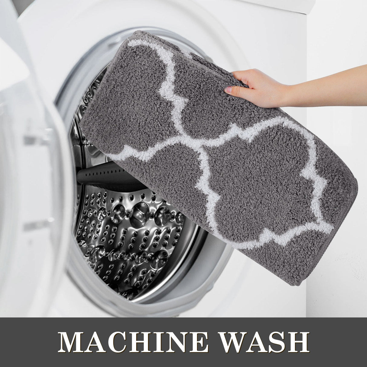 Geometric Stripes Bathroom Rug