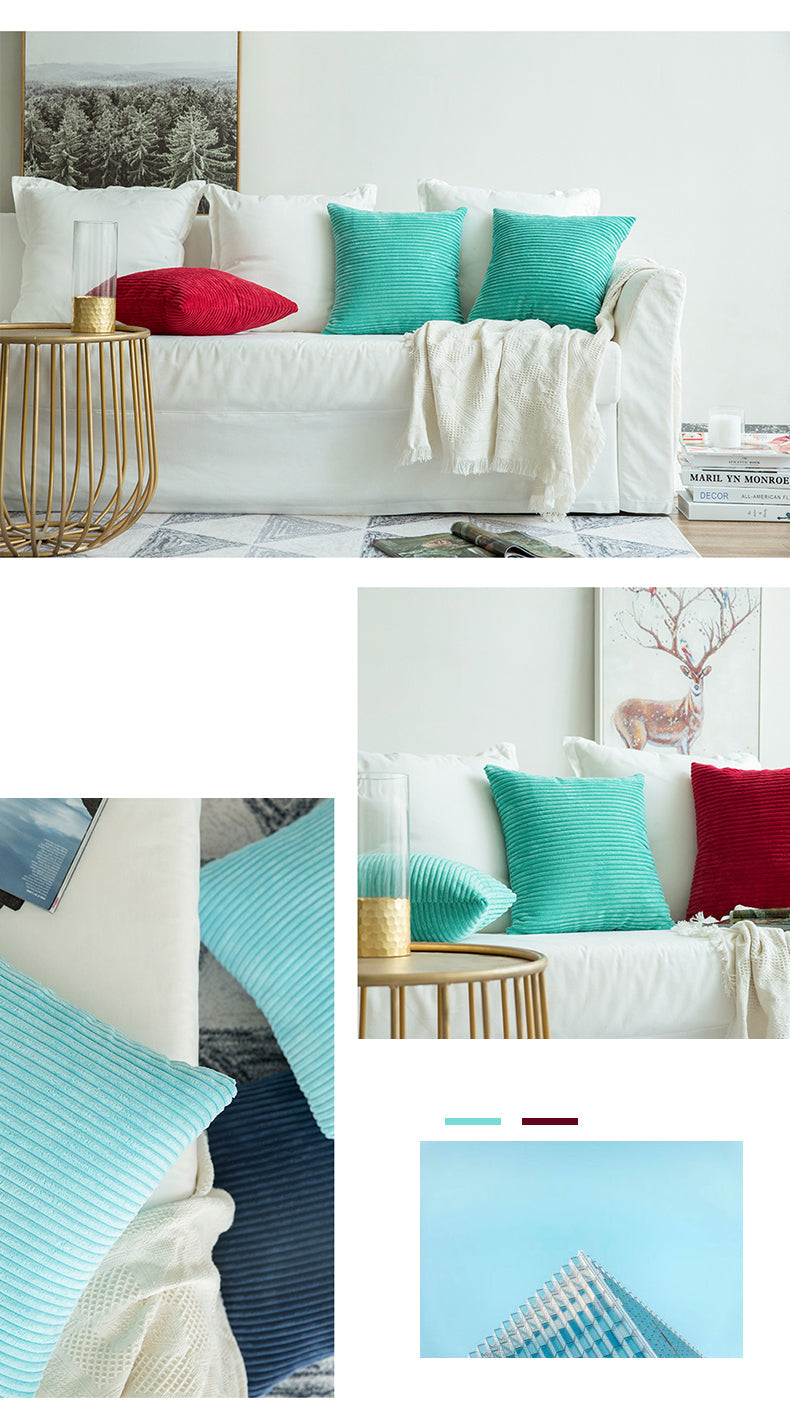 Cushion Covers Super-Soft Striped Velvet Corduroy Home Decorative Pillow Cover For Sofa 45x45cm Decorative Pillow Case