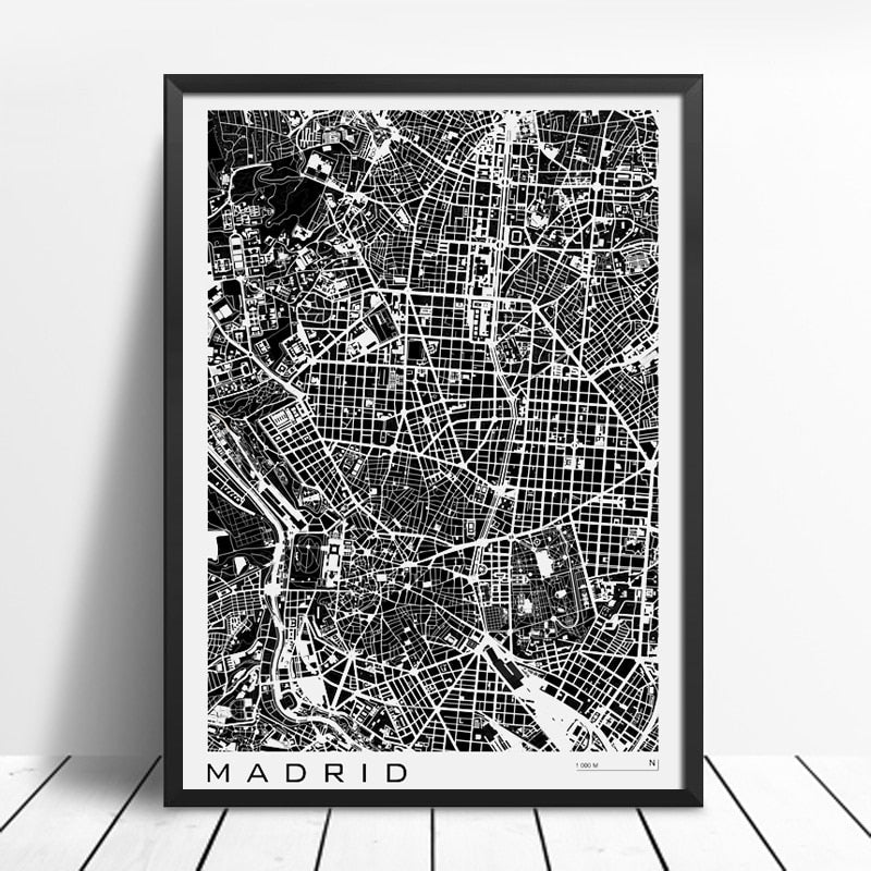 16 Famous City Classic Map Poster and Print Wall Art Canvas Painting Paris Copenhague Madrid Map For Living Room Home Decor 1